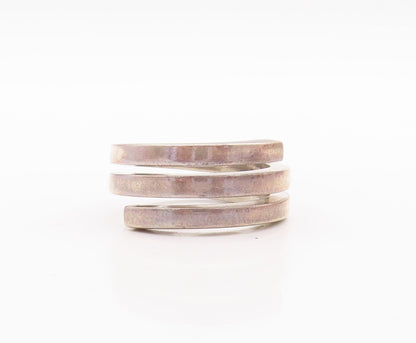 925 Sterling Silver Vintage Ring Solid Spiral Coil Cutout  Sz 5  RG28849