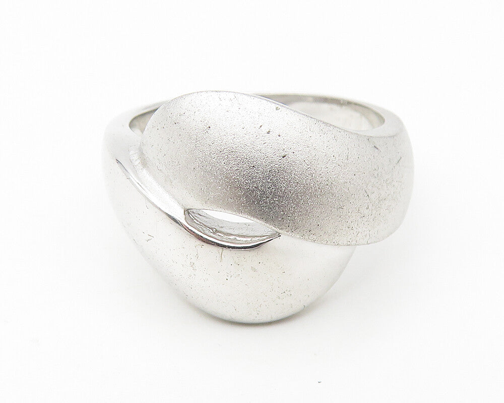 925 Sterling Silver  Shiny Matte Bypass Design Band Ring Sz 8  RG11407
