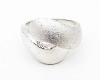 925 Sterling Silver  Shiny Matte Bypass Design Band Ring Sz 8  RG11407