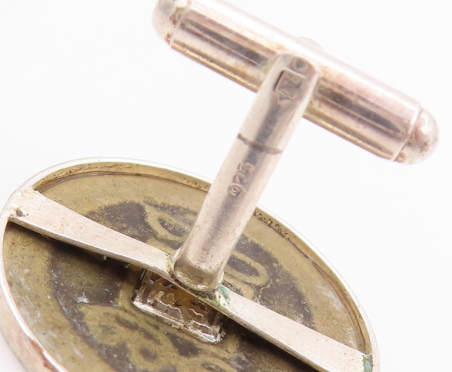 925 Sterling Silver Vintage Cuff Links Chinese Coin of Longevity  TR3944