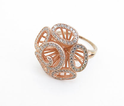 925 Sterling Silver  Topaz Rose Gold Plated Statement Ring Sz 7.5  RG7281