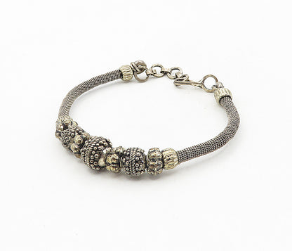 925 Sterling Silver  Vintage Antique Beaded Wire Twist Bangle Bracelet  BT3976