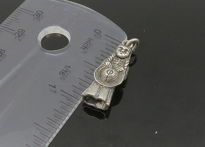 925 Sterling Silver  Vintage Petite Woman Holding Hat Pendant  PT18043