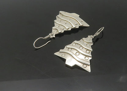 MEXICO 925  Silver  Vintage Shiny Christmas Tree Dangle Earrings  EG10909