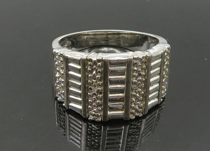 925 Sterling Silver  Vintage Shiny Pattern Tapered Band Ring Sz 7  RG22117