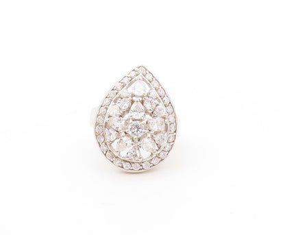 925 Sterling Silver Vintage Ring Designer Drop Cutout CZ Inlay  Sz 6  RG31074