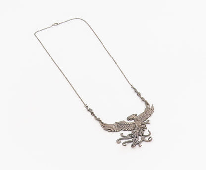 925 Sterling Silver Vintage Necklace Harry Potter Fawkes Phoenix Chain   NE4683