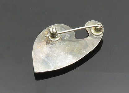 925 Sterling Silver  Vintage Modernist Sculpted Dark Tone Brooch Pin  BP7817