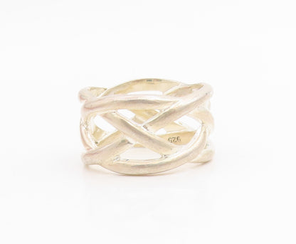 925 Sterling Silver Vintage Ring Openwork Celtic Knot Wide Band  Sz 7  RG34848
