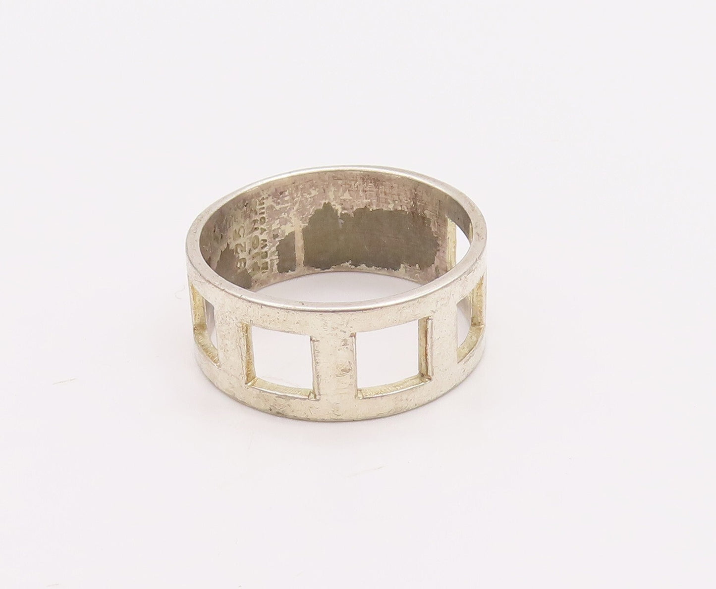 925 Sterling Silver Vintage Ring FIONA Solid Cutout Square Windows Sz 10 RG28945