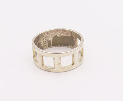 925 Sterling Silver Vintage Ring FIONA Solid Cutout Square Windows Sz 10 RG28945