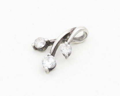 925 Sterling Silver  Vintage Cubic Zirconia Floral Motif Pendant  PT14938