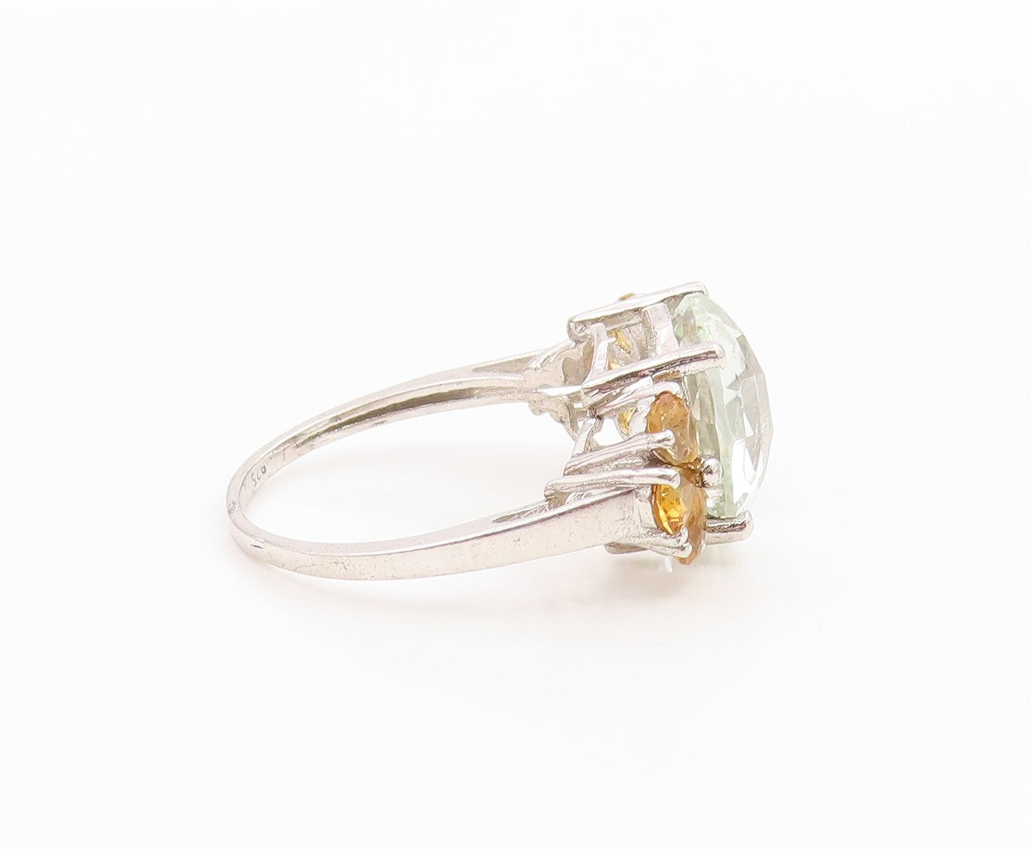 925 Sterling Silver Vintage Ring Citrine & Quartz Statement Band  Sz 9  RG36257