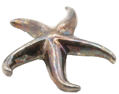 925 Sterling Silver  Vintage Oxidized Hollow Star Fish Brooch Pin  BP3690