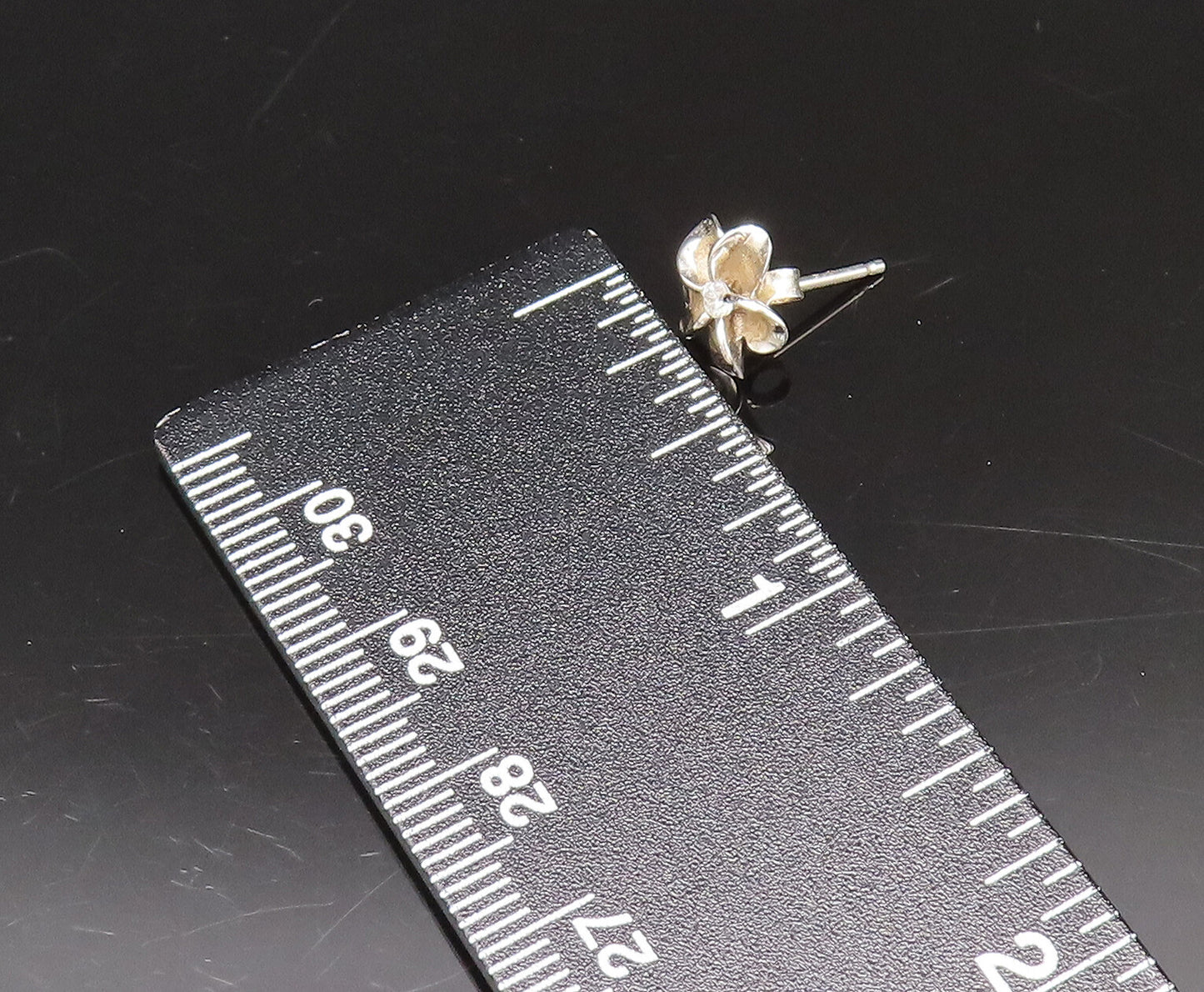 925 Sterling Silver Vintage Dainty Cubic Zirconia Flower Stud Earrings EG12275