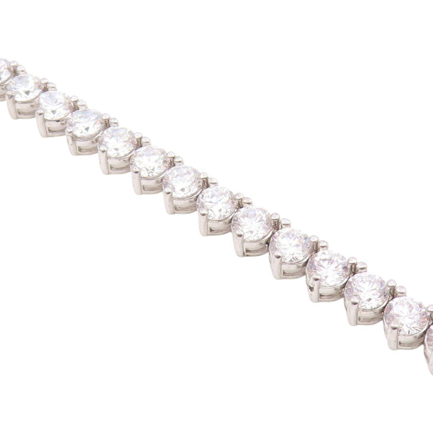 925 Sterling Silver  Shiny Prong Set Cubic Zirconia Tennis Bracelet  BT4250