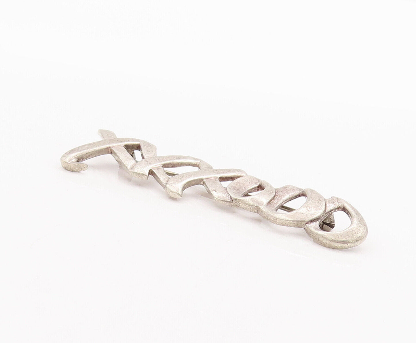 925 Sterling Silver Vintage Brooch Pin Solid Cutout 'X' & 'O' Row  BP10874