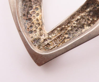 925 Sterling Silver  Vintage Designer Carved Swirled Heart Pendant  PT22386