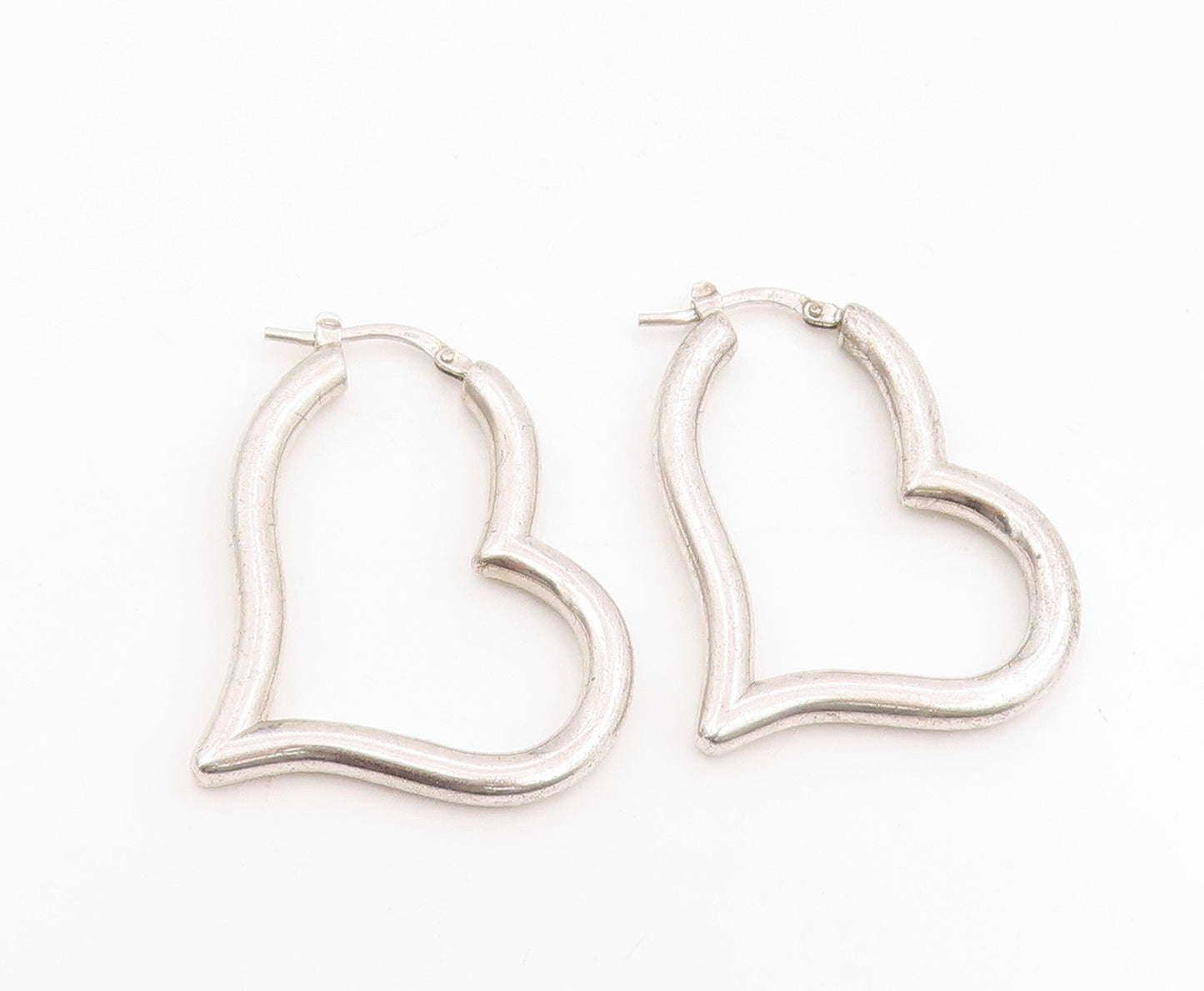 925 Sterling Silver Vintage Earrings Minimalist Open Love Heart Hoops  EG13970