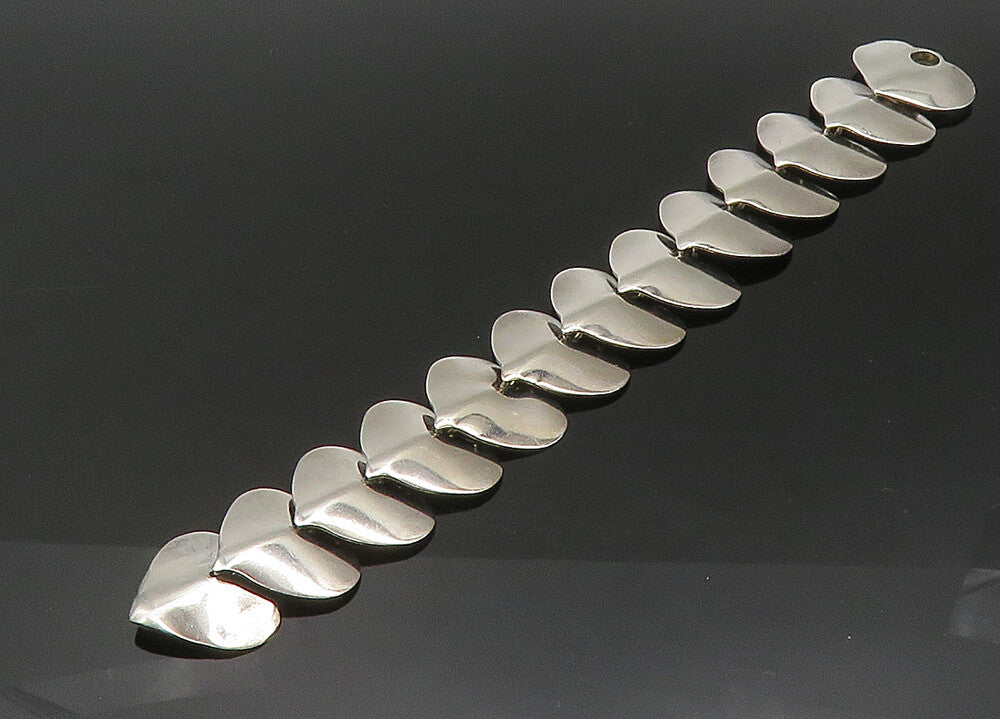 ESPO 925 Sterling Silver  Vintage Shiny Love Hearts Chain Bracelet  BT8704