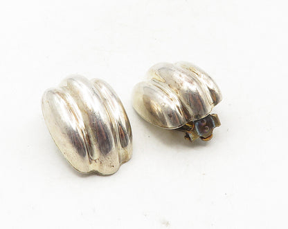 ZINA 925 Sterling Silver  Vintage Fluted Hollow Non Pierce Earrings  EG5143