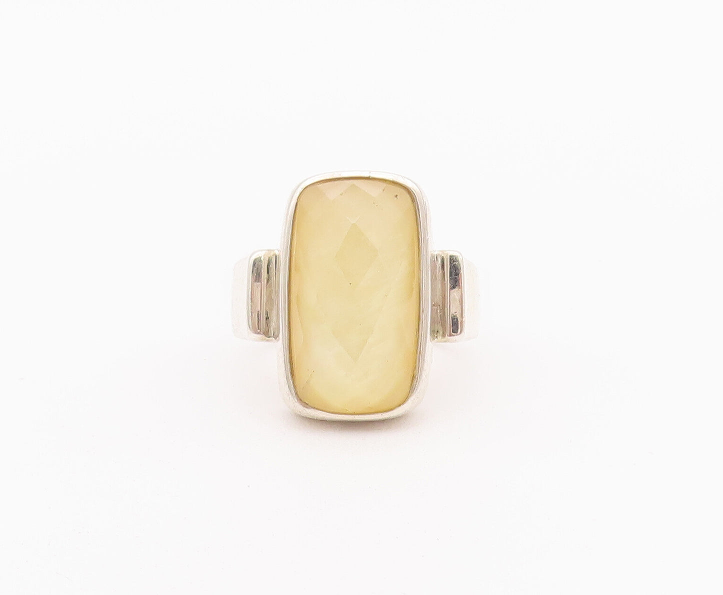 925 Sterling Silver Vintage Ring WHITNEY KELLY Rectangle Glass Sz 10.5  RG27959