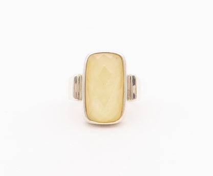 925 Sterling Silver Vintage Ring WHITNEY KELLY Rectangle Glass Sz 10.5  RG27959