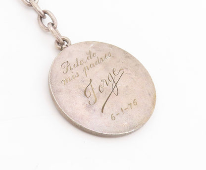 925 Sterling Silver Vintage Keychain Guipuzcoa Coat Of Arms Medallion  TR4119