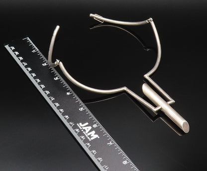 ALFRED KARRAM 925 Silver  Vintage Modernist Pole Detail Collar Necklace NE3964