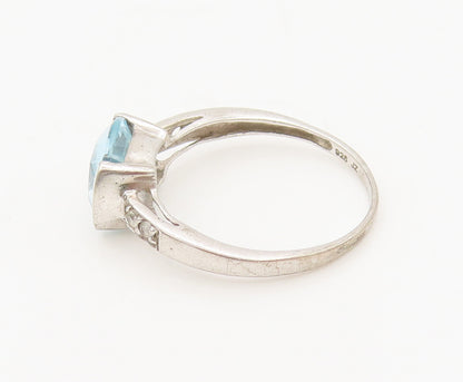 925 Sterling Silver  Vintage Minimalist Blue & White Topaz Ring Sz 7  RG27005