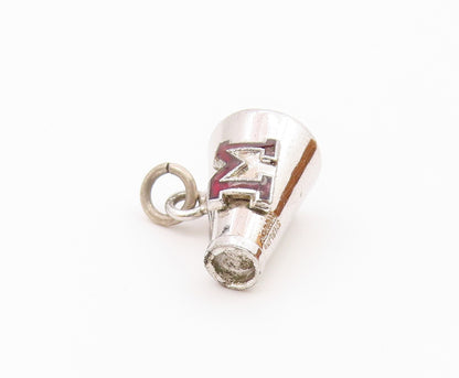 925 Sterling Silver  Vintage Enamel M Mascot Megaphone Pendant  PT21483