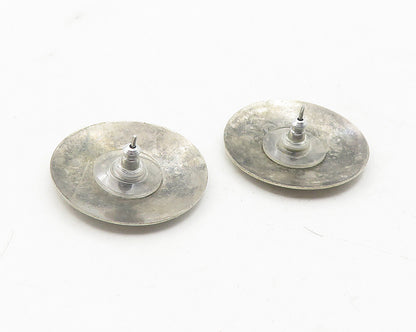 925 Sterling Silver  Vintage Shiny Etched Pattern Round Drop Earrings  EG6133