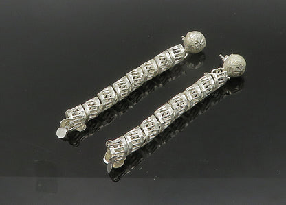 925 Sterling Silver  Vintage Shiny Diamond Cut Twist Dangle Earrings  EG10747
