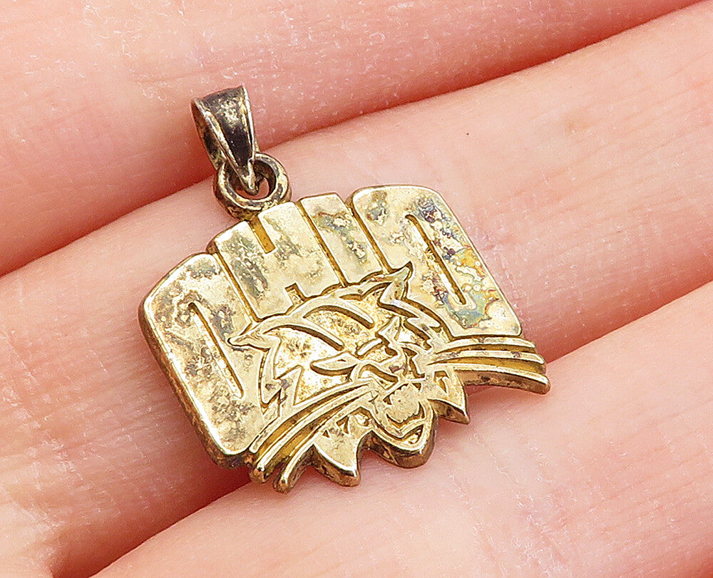 LOGO ART 925 Sterling Silver Vintage Ohio Bobcats Basketball Pendant PT3893