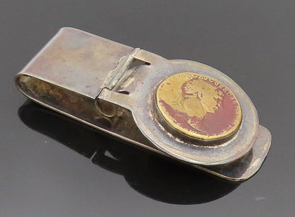 925 Sterling Silver  Vintage Antique Mounted Ancient Coin Money Clip  TR3610