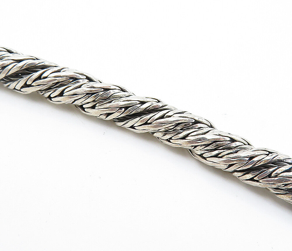 925 Sterling Silver  Vintage Rope Twist Swirl Detail Chain Bracelet  BT2850