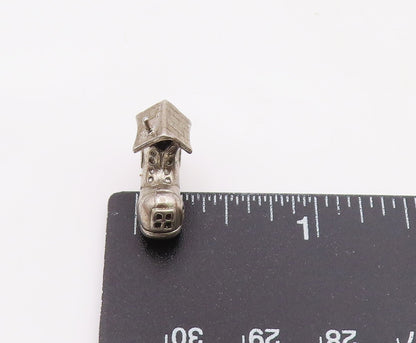 925 Sterling Silver  Vintage Petite House Boot Motif Pendant (OPENS)  PT18319