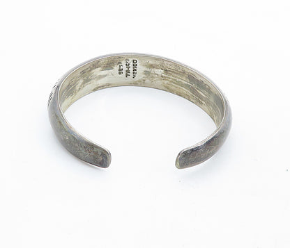 MEXICO 925 Sterling Silver  Vintage Patterned Hollow Dome Cuff Bracelet BT2664