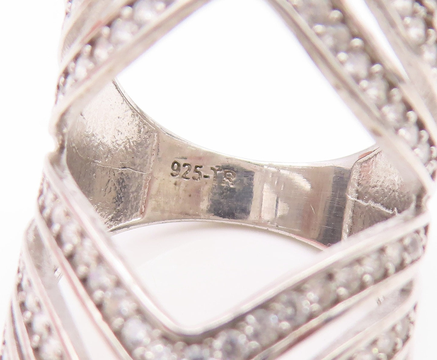 925 Sterling Silver Vintage Ring Channel Set CZ Multi Layer Band  Sz 6  RG35059