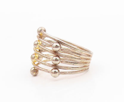 925 Sterling Silver Vintage Ring Multi Layered Sphere Coil Band  Sz 6.5  RG36108