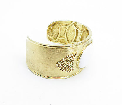 925 Sterling Silver  White Onyx Gold Plated Bubble Detail Cuff Bracelet BT2590