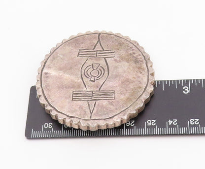 925 Sterling Silver Vintage Pendant Etched Ancient Symbol Medallion  PT25195