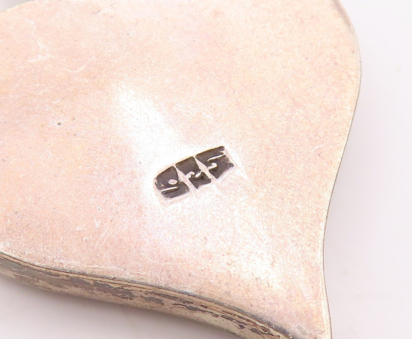 925 Sterling Silver  Vintage Floral Glass Art Love Heart Pendant  PT18824