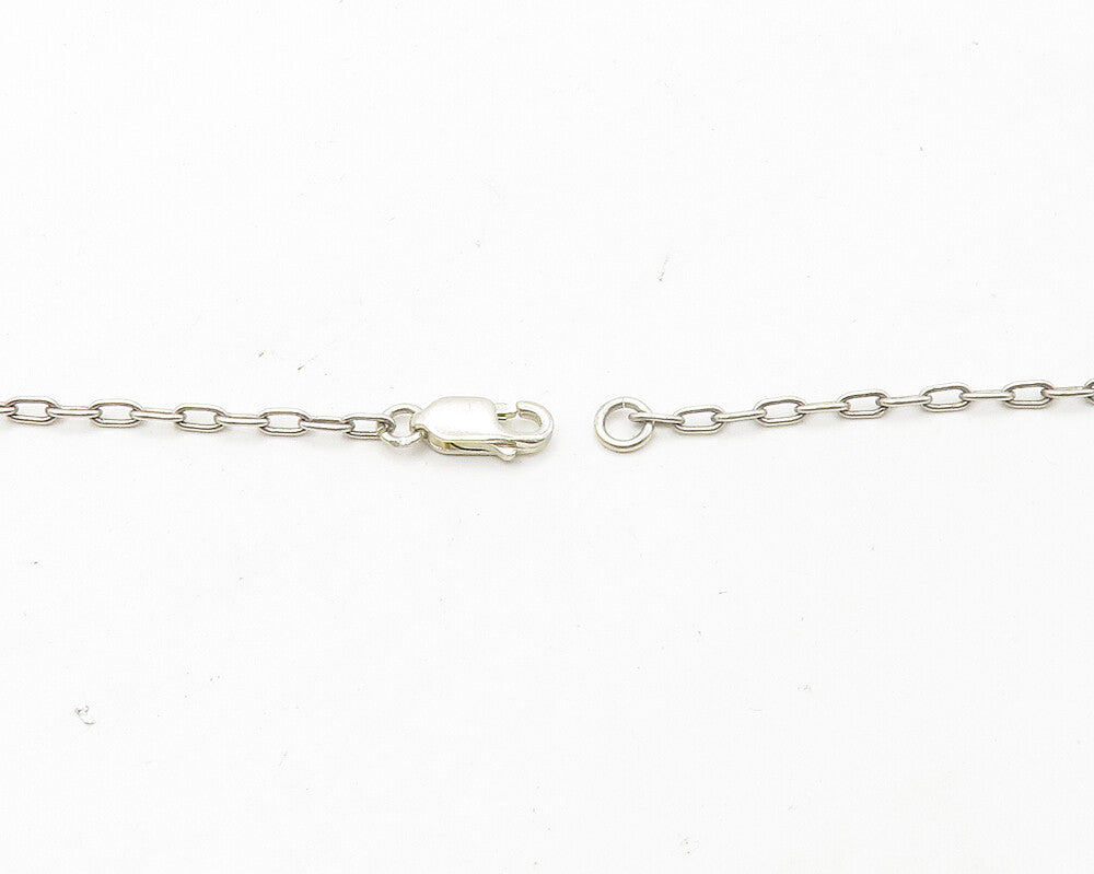 925 Sterling Silver  Vintage Smooth Brown Agate Chain Necklace  NE2876