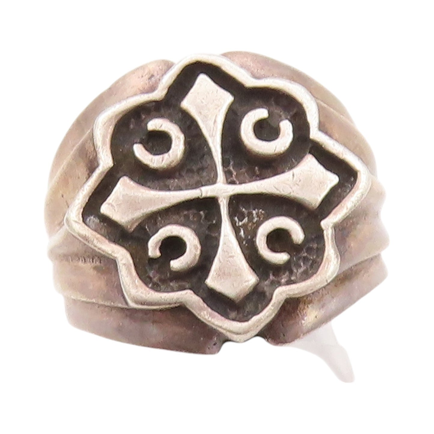 925 Sterling Silver Vintage Ring Dark Tone Large Heavy Cross  SZ 8.5  RG32253