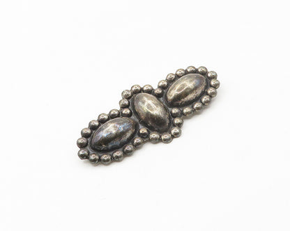 MEXICO 925 Sterling Silver  Vintage Dark Tone Bubble Border Brooch Pin  BP6911