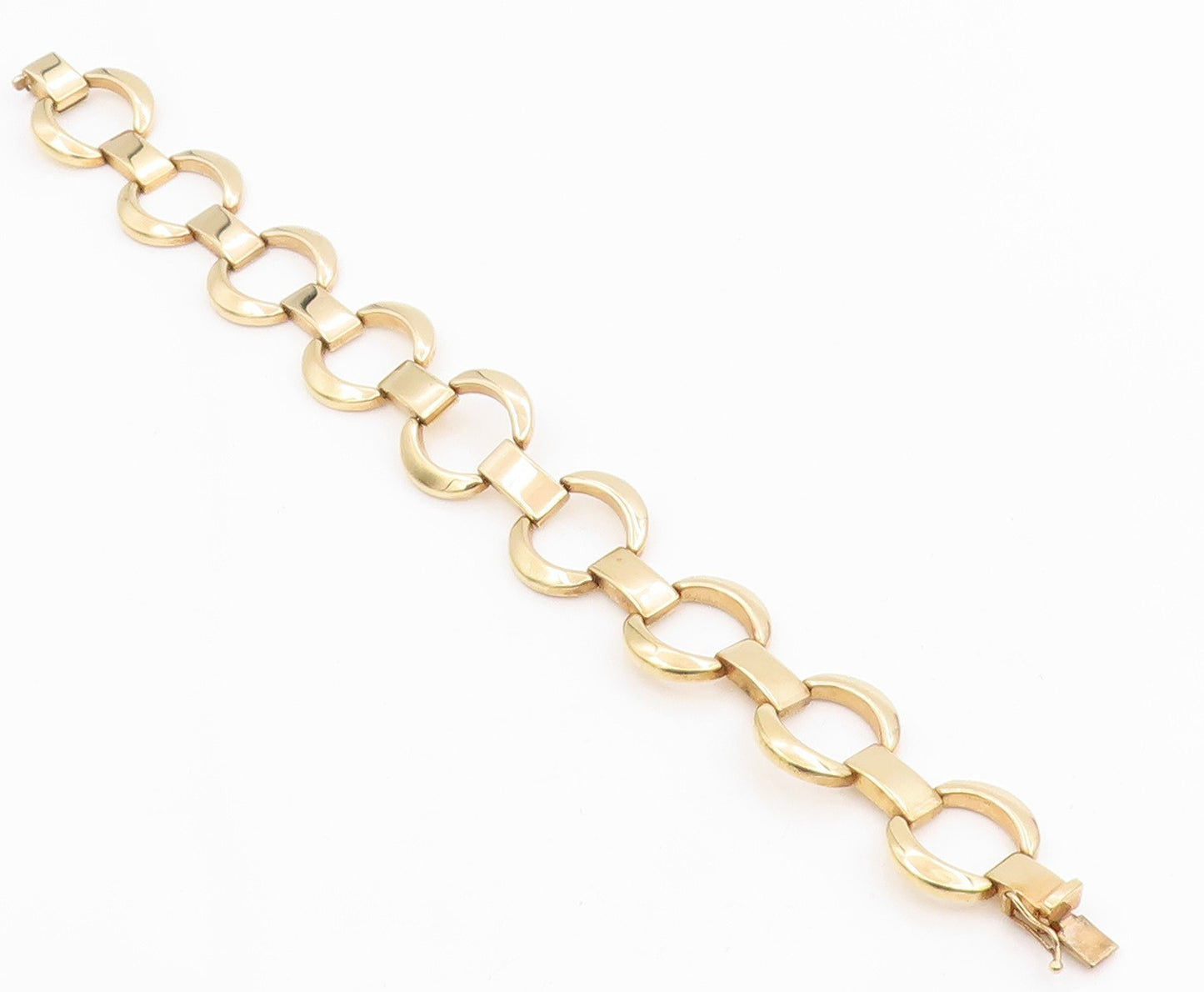 925 Sterling Silver Vintage Bracelet Gold Plated MILOR Geometric Link  BT11964
