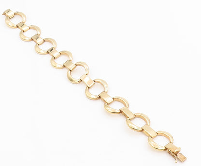 925 Sterling Silver Vintage Bracelet Gold Plated MILOR Geometric Link  BT11964