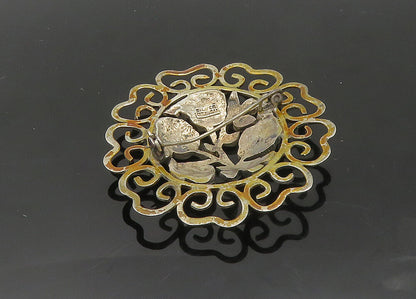 MEXICO 925 Sterling Silver  Vintage Turquoise Pretzel Brooch Pin  BP8261