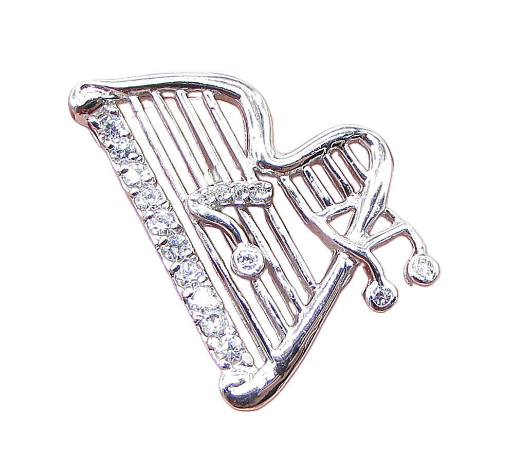 925 Sterling Silver  Cubic Zirconia Musical Instrument Drop Pendant  PT1410
